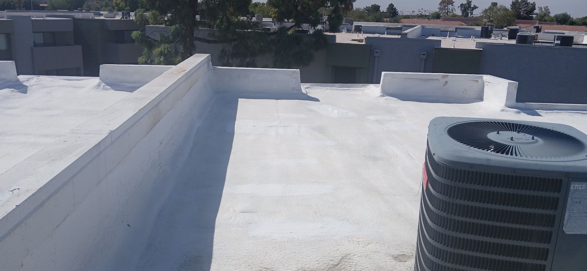 Commercial flat roof foam coating completed project